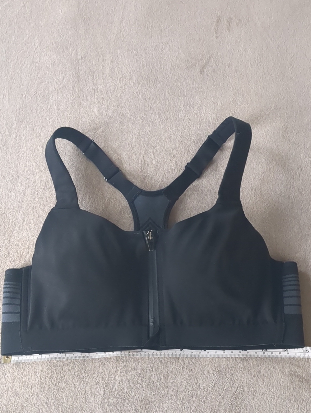 Victoria's Secret Black Front‑Zip High Support Sports Bra 36C